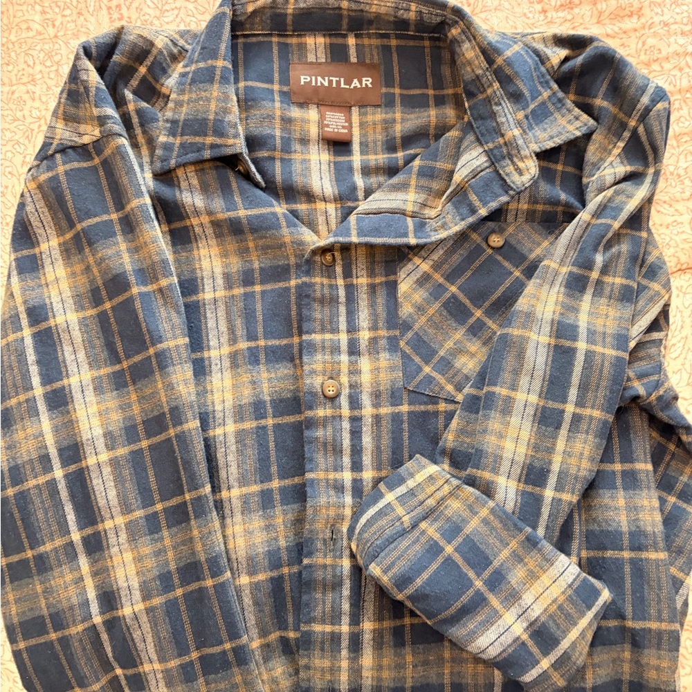 Blue Plaid Casual Men's Shirt
